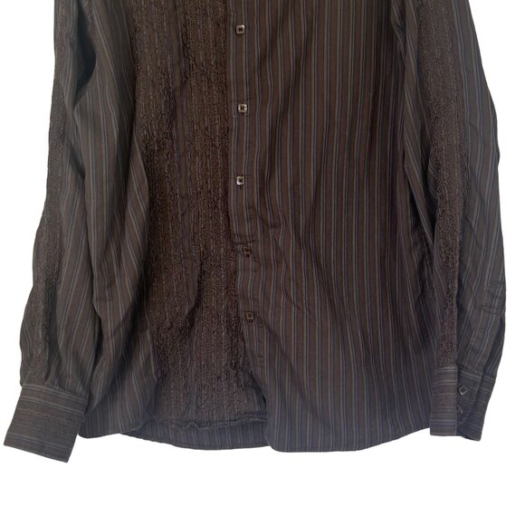 191 Unlimited Button Down Shirt Mens XL Brown Embroidered Details - Picture 4 of 8